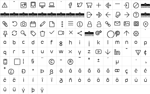 Byom Icons Regular Character Map