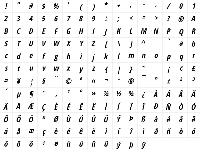 Open Sans Hebrew Condensed Bold Italic Character Map Open Sans Hebrew Condensed Bold Italic Character Map