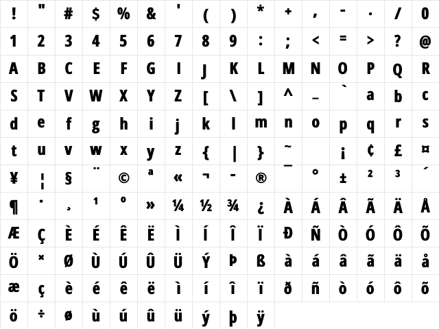 Open Sans Hebrew Condensed Extra Bold Regular Character Map