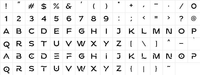 Bodwars DEMO Regular Character Map
