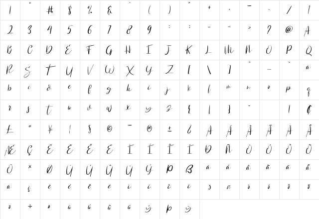 Shanti Creny Regular Character Map