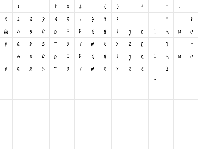BLACKBOR Regular Character Map BLACKBOR Regular Character Map