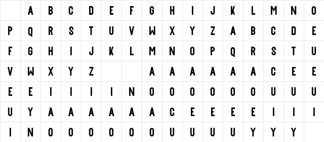 Buffalord Demo Regular Character Map Buffalord Demo Regular Character Map