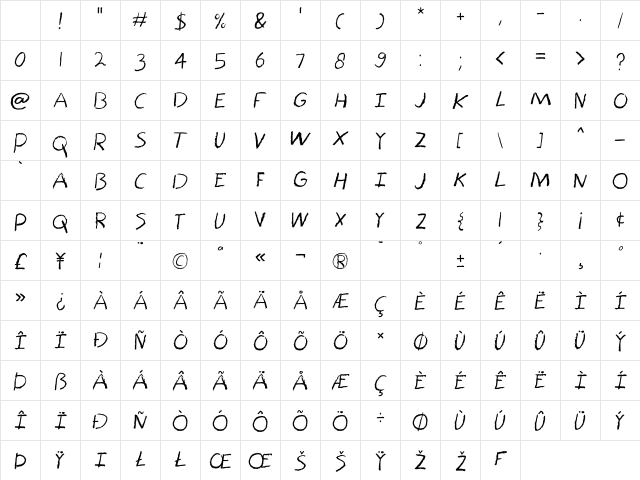 Bored Crayon Regular Character Map Bored Crayon Regular Character Map