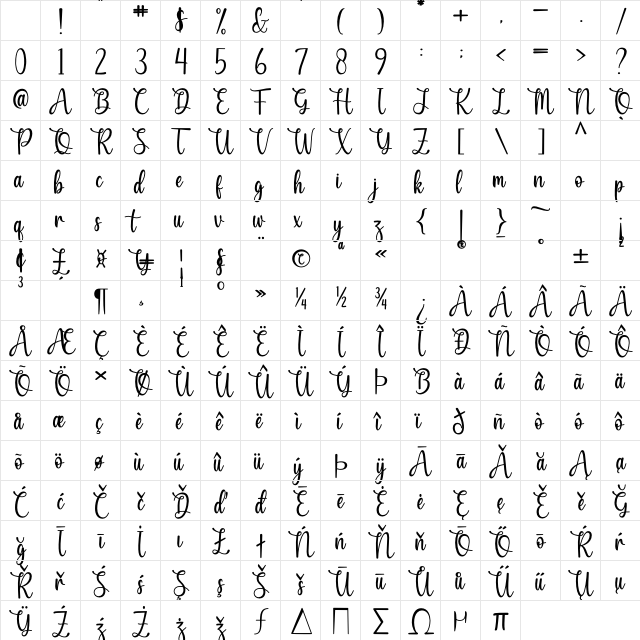 Honeybears Regular Character Map