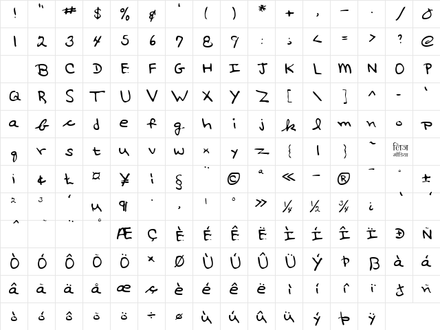 LEHN017 Regular Character Map LEHN017 Regular Character Map