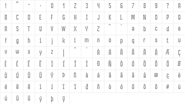 BusMatrix Condensed Condensed Character Map