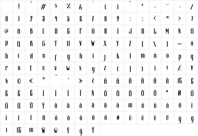 Brianne Regular Character Map Brianne Regular Character Map