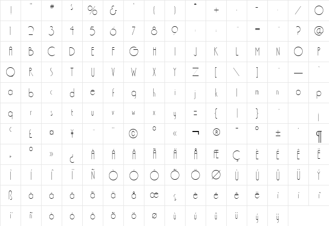 XctasySansRR Light Regular Character Map XctasySansRR Light Regular Character Map