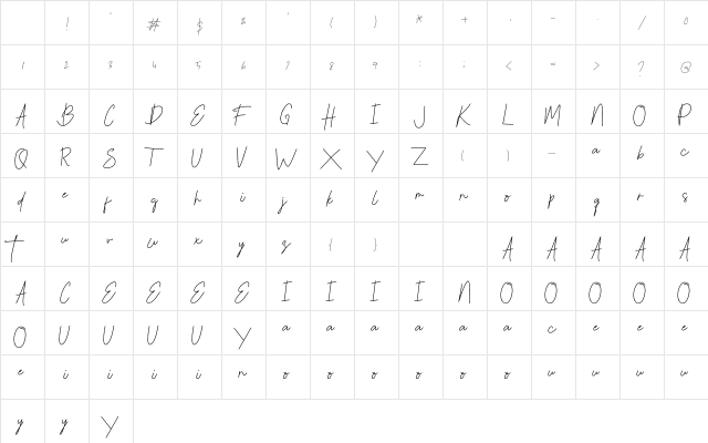 Khotijah Regular Character Map Khotijah Regular Character Map