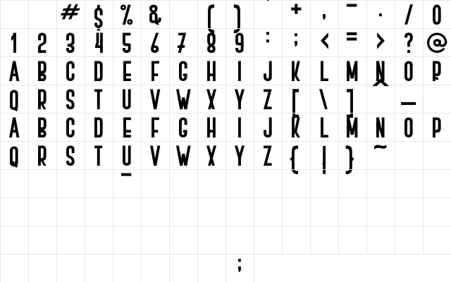 BOVEN 1 Regular Character Map BOVEN 1 Regular Character Map