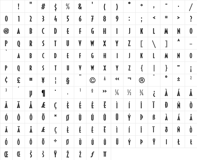 Decotura Medium Character Map Decotura Medium Character Map