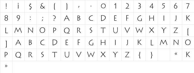 LithosC Regular Character Map