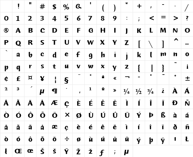 Humana Sans ITC Bold Character Map Humana Sans ITC Bold Character Map