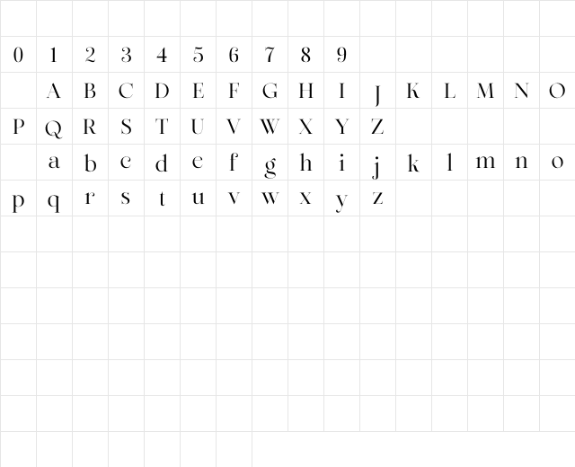 Zofiere Regular Character Map Zofiere Regular Character Map