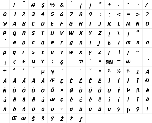 Trekker Regular Character Map Trekker Regular Character Map
