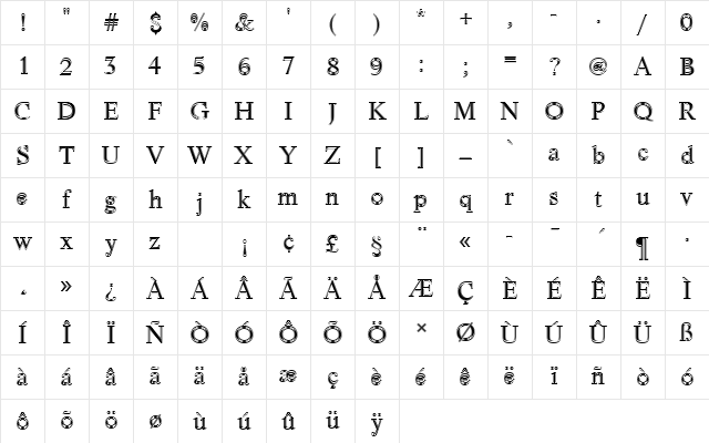 LifeTRegIn1 Regular Character Map LifeTRegIn1 Regular Character Map