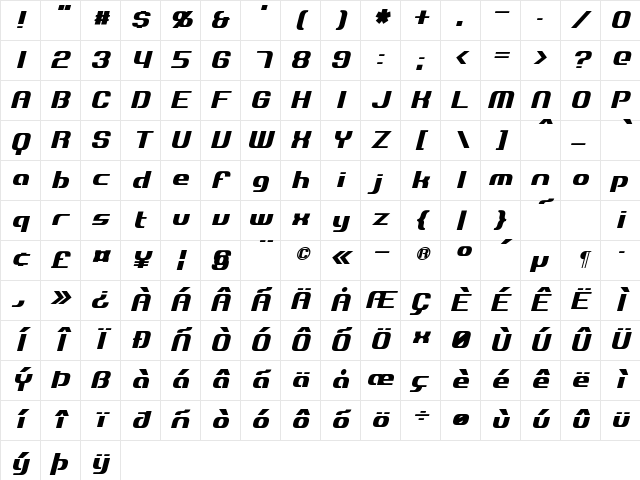 Explorien Italic Character Map Explorien Italic Character Map