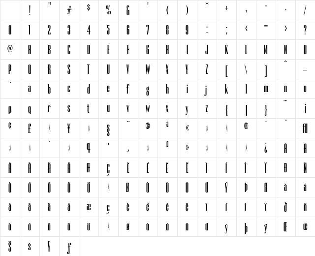 Empire Regular Character Map Empire Regular Character Map