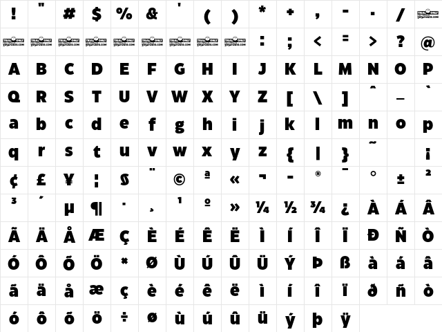 Eastman Grotesque Trial Black Character Map