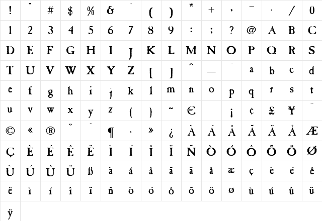 Caslon Antique VL Regular Character Map Caslon Antique VL Regular Character Map