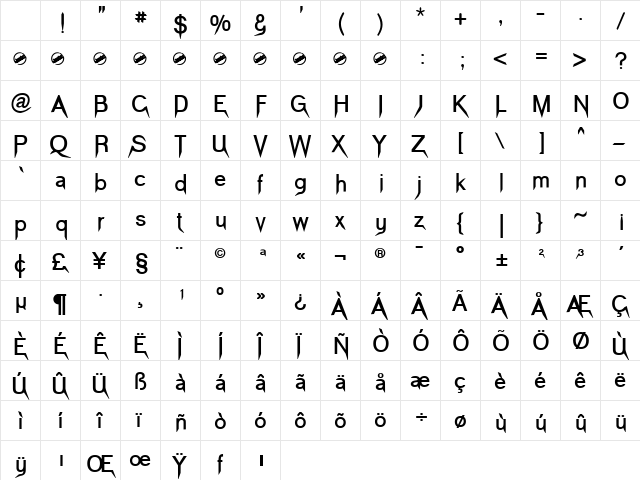 Vampetica Bold Character Map Vampetica Bold Character Map