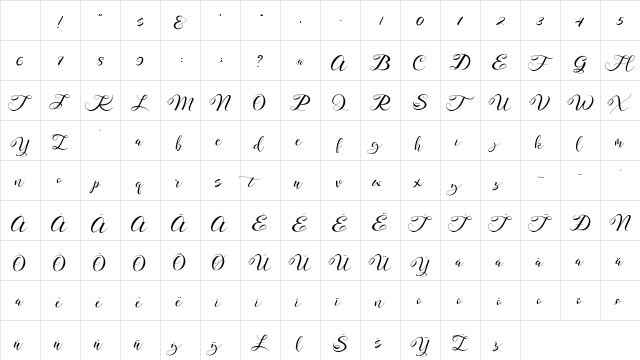 Mahdaleina Regular Character Map
