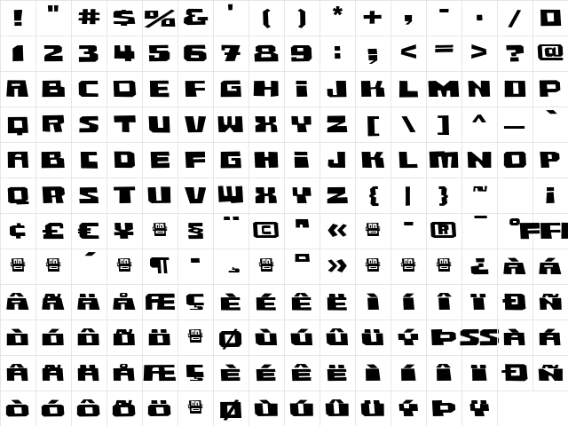 Comrade-BoldExtended Regular Character Map Comrade-BoldExtended Regular Character Map