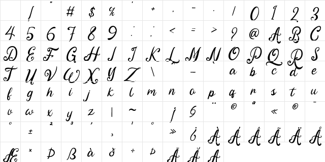 Fine Spring Regular Character Map