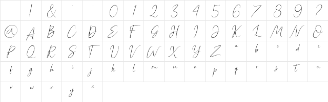 Bettrish Italic Regular Character Map