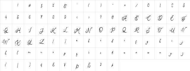 Amerta Misty DEMO Regular Character Map Amerta Misty DEMO Regular Character Map