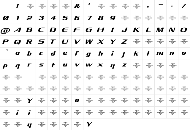 Xbka Regular Character Map