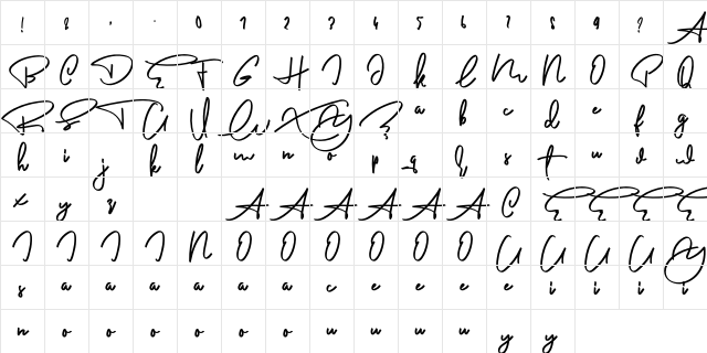 AnderfontFree Regular Character Map