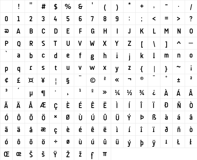 AUdimat Bold Character Map AUdimat Bold Character Map