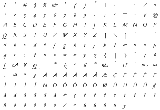 OPTICookeSans Regular Character Map