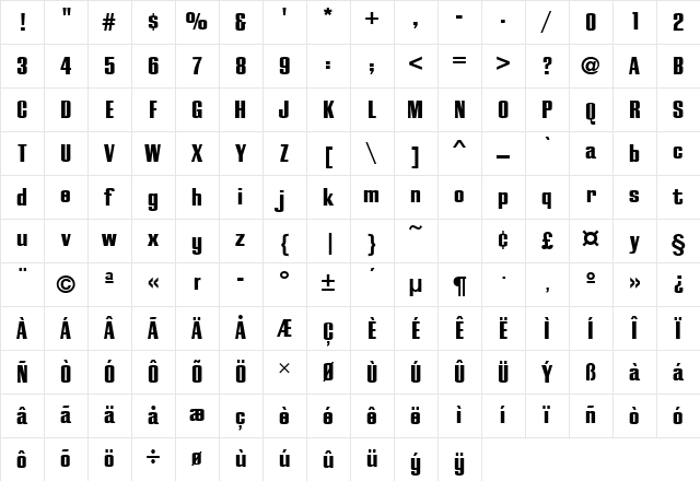 CaliforniaGroURWTBla Regular Character Map