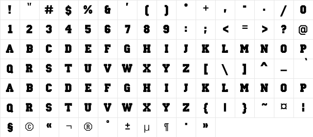 a_Campus Bold Character Map