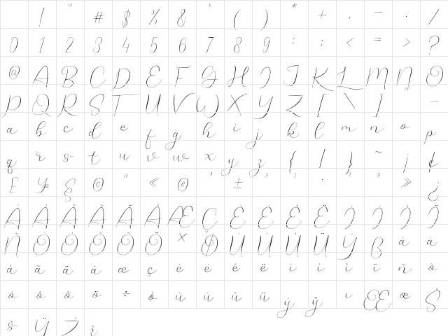 Sunday Chill Regular Character Map