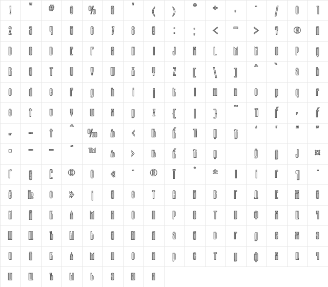 TauernECTT Regular Character Map TauernECTT Regular Character Map