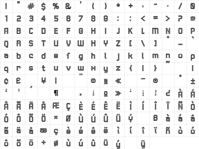 21st Outline Character Map