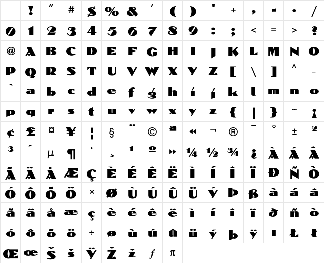 DolmenICG Medium Character Map