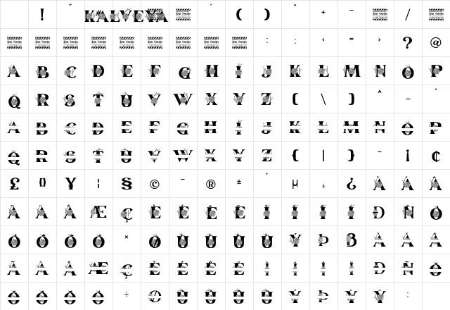 Kalveya Personal Use Regular Character Map Kalveya Personal Use Regular Character Map