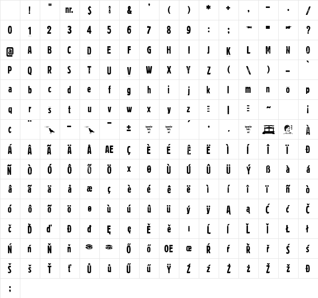Volkszeitung 21 Regular Character Map