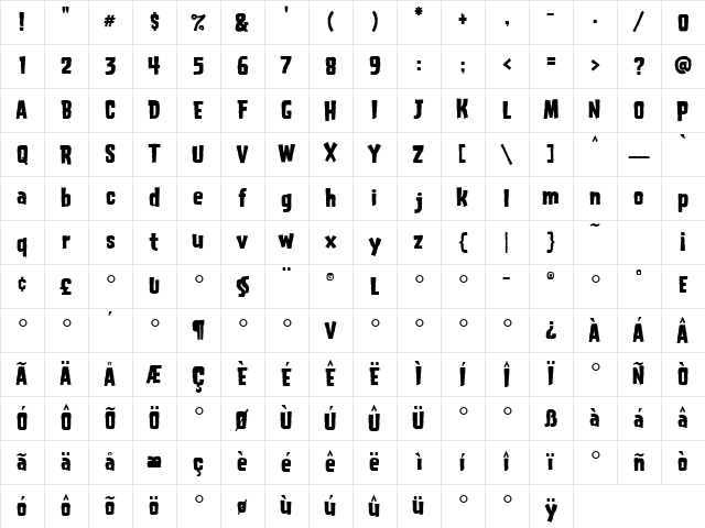 HouseofTerror Medium Character Map