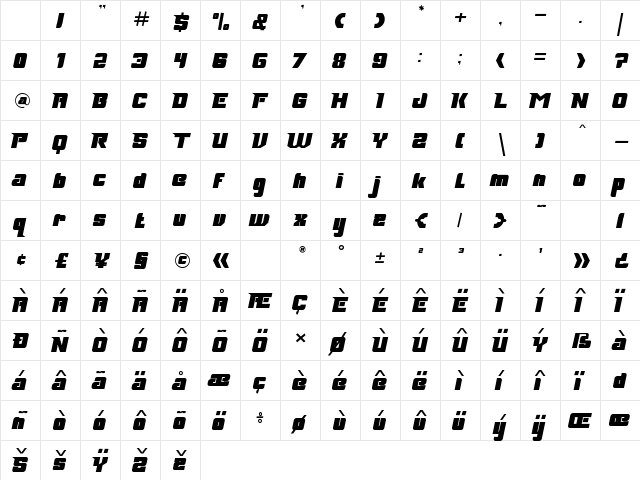 Rock Road Regular Character Map