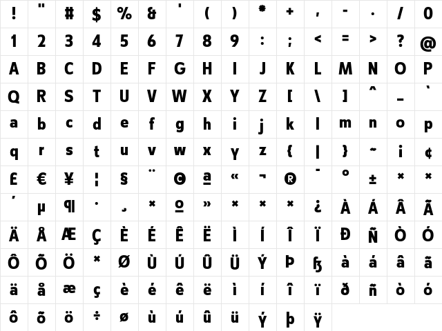 CstBerlinWest Bold Character Map
