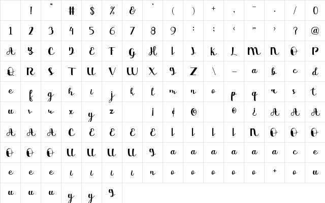 Beauty Day Regular Character Map Beauty Day Regular Character Map