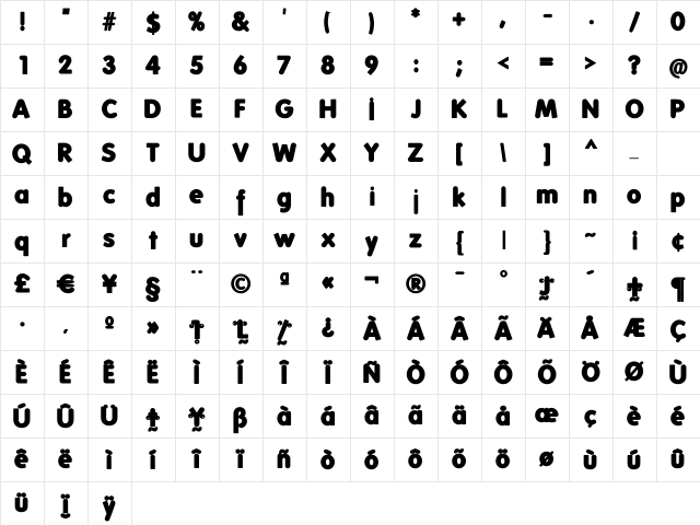 FolksBlack Regular Character Map