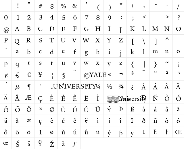 YaleAdmin Regular Character Map YaleAdmin Regular Character Map