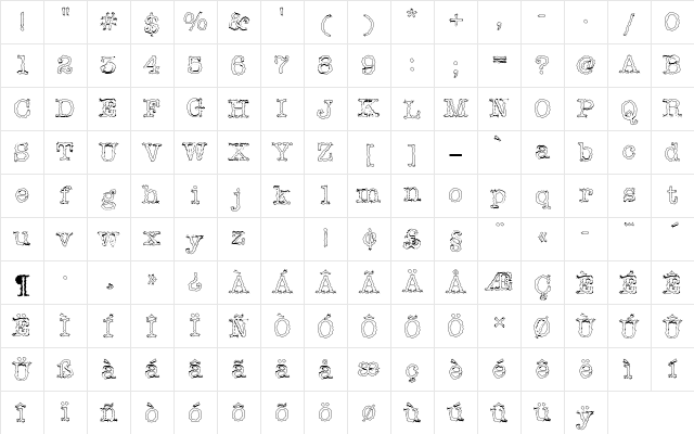 IceAgeDOu1 Regular Character Map IceAgeDOu1 Regular Character Map